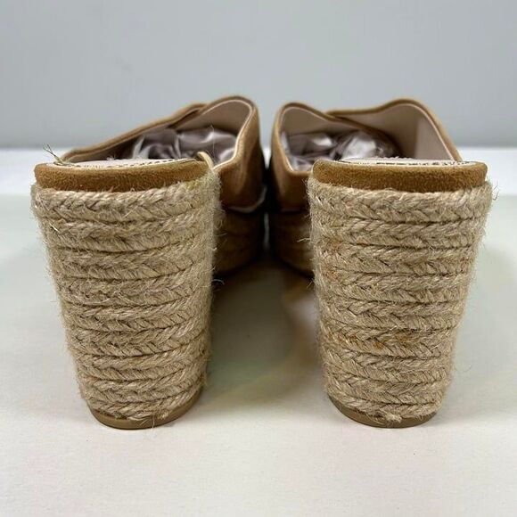 Zara Basic Suede Block Heel Open Toe Espadrille Sandals Womens 40 (US 10) Tan - Picture 4 of 8